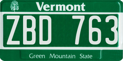 VT license plate ZBD763