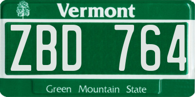 VT license plate ZBD764