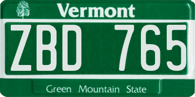 VT license plate ZBD765