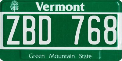 VT license plate ZBD768