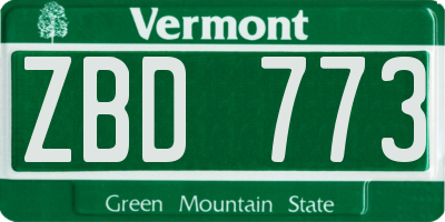 VT license plate ZBD773