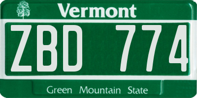 VT license plate ZBD774