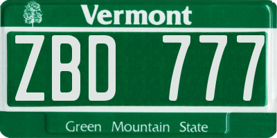 VT license plate ZBD777