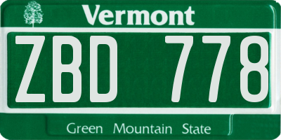 VT license plate ZBD778