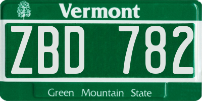 VT license plate ZBD782