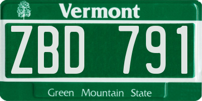 VT license plate ZBD791