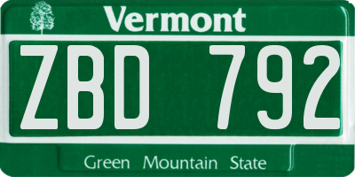 VT license plate ZBD792