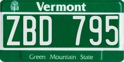 VT license plate ZBD795