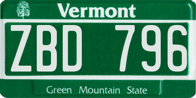 VT license plate ZBD796