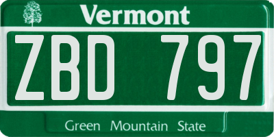 VT license plate ZBD797