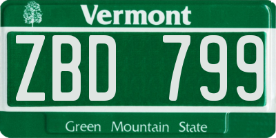 VT license plate ZBD799
