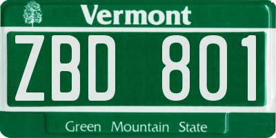 VT license plate ZBD801