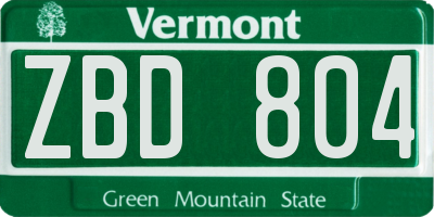 VT license plate ZBD804