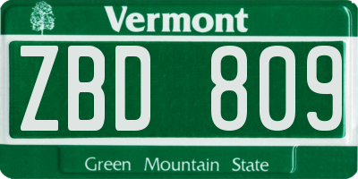 VT license plate ZBD809