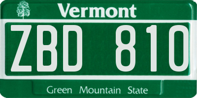 VT license plate ZBD810