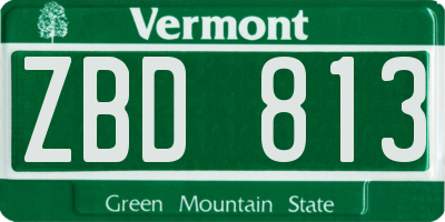 VT license plate ZBD813