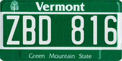 VT license plate ZBD816