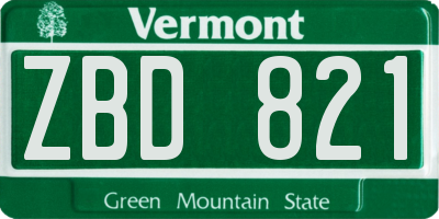 VT license plate ZBD821