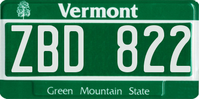 VT license plate ZBD822