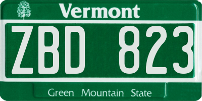 VT license plate ZBD823