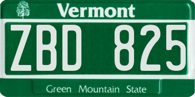VT license plate ZBD825