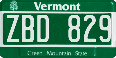 VT license plate ZBD829