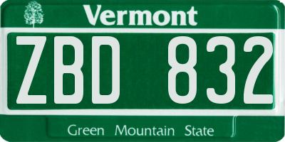 VT license plate ZBD832