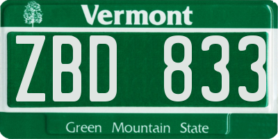 VT license plate ZBD833