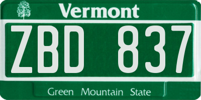 VT license plate ZBD837