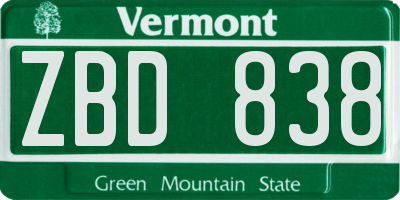 VT license plate ZBD838