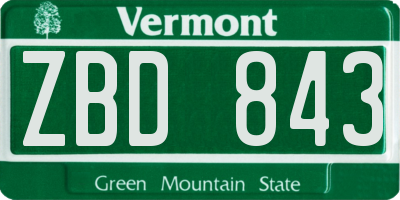 VT license plate ZBD843