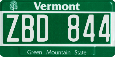 VT license plate ZBD844