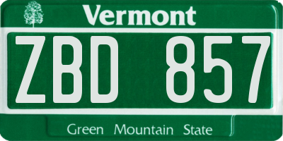 VT license plate ZBD857
