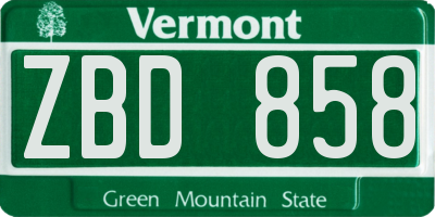 VT license plate ZBD858