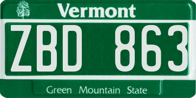 VT license plate ZBD863