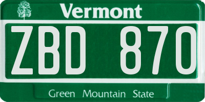 VT license plate ZBD870