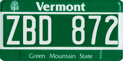 VT license plate ZBD872