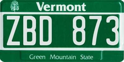 VT license plate ZBD873