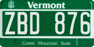 VT license plate ZBD876