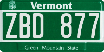 VT license plate ZBD877