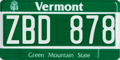 VT license plate ZBD878
