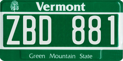 VT license plate ZBD881