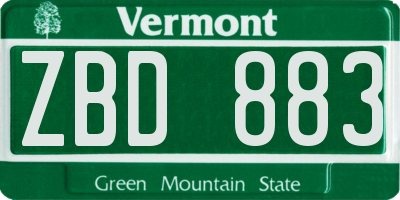 VT license plate ZBD883