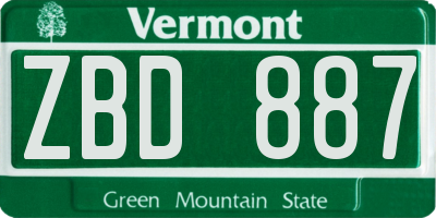 VT license plate ZBD887