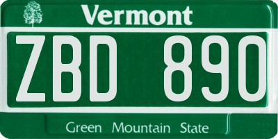 VT license plate ZBD890