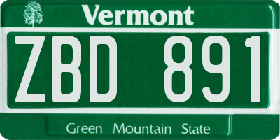 VT license plate ZBD891