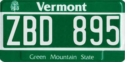 VT license plate ZBD895