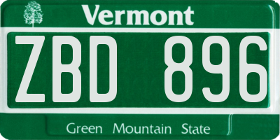 VT license plate ZBD896