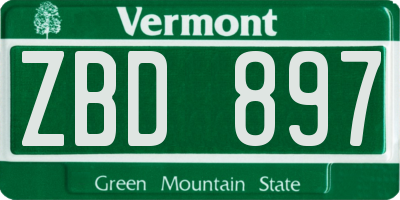 VT license plate ZBD897