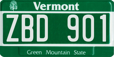 VT license plate ZBD901